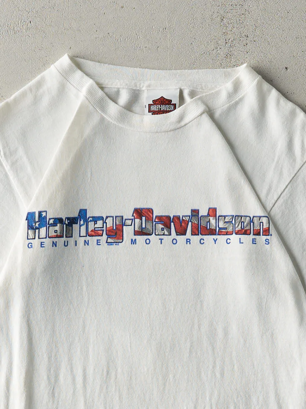 Vintage 07' White Lawrence, KS Harley Davidson Tee (XS/S) sold by Rebalance Vintage product image thumbnail 3