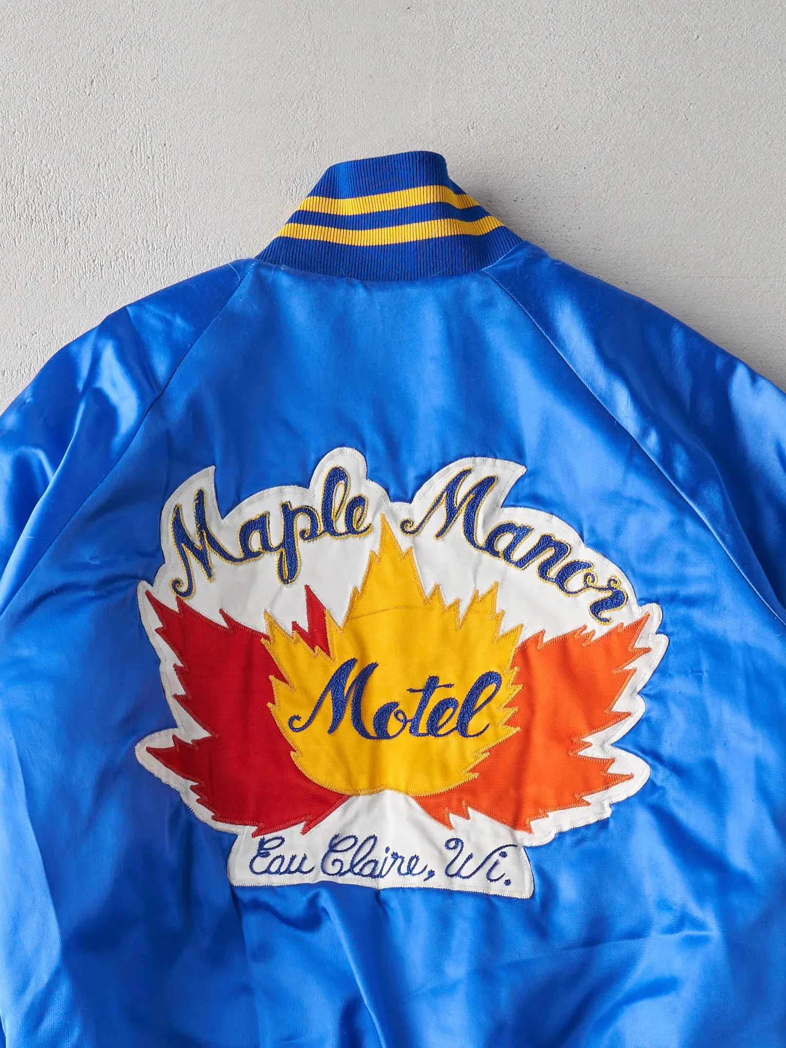 Vintage 70s Blue Maple Manor Satin Chain Stitched Bomber Jacket (M/L) sold by Rebalance Vintage product image thumbnail 4