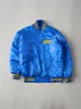 Vintage 70s Blue Maple Manor Satin Chain Stitched Bomber Jacket (M/L) sold by Rebalance Vintage