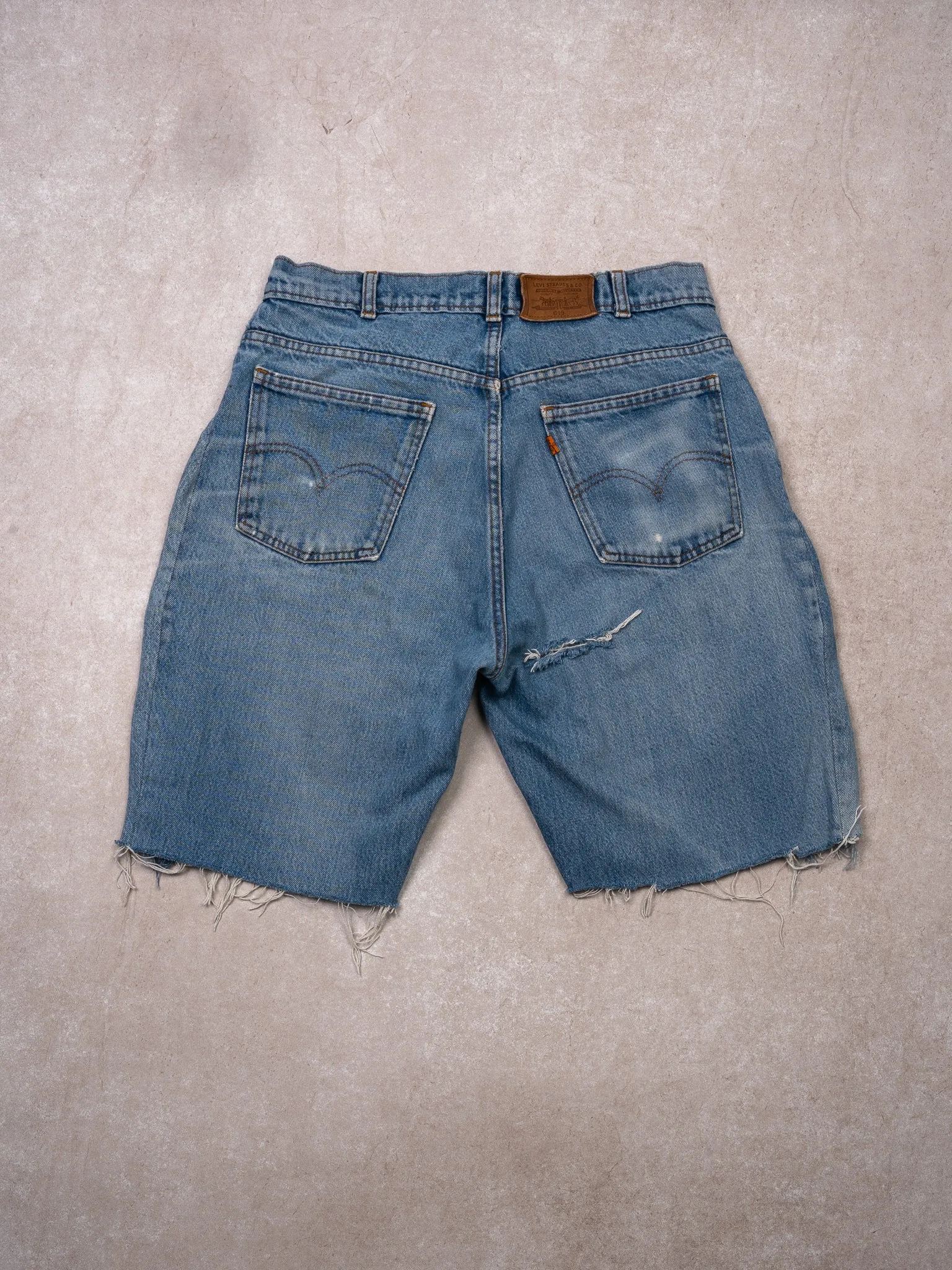 Vintage 70s Blue Levi 619 Denim Cut Off Ripped Shorts (32 x 10) sold by Rebalance Vintage product image thumbnail 3