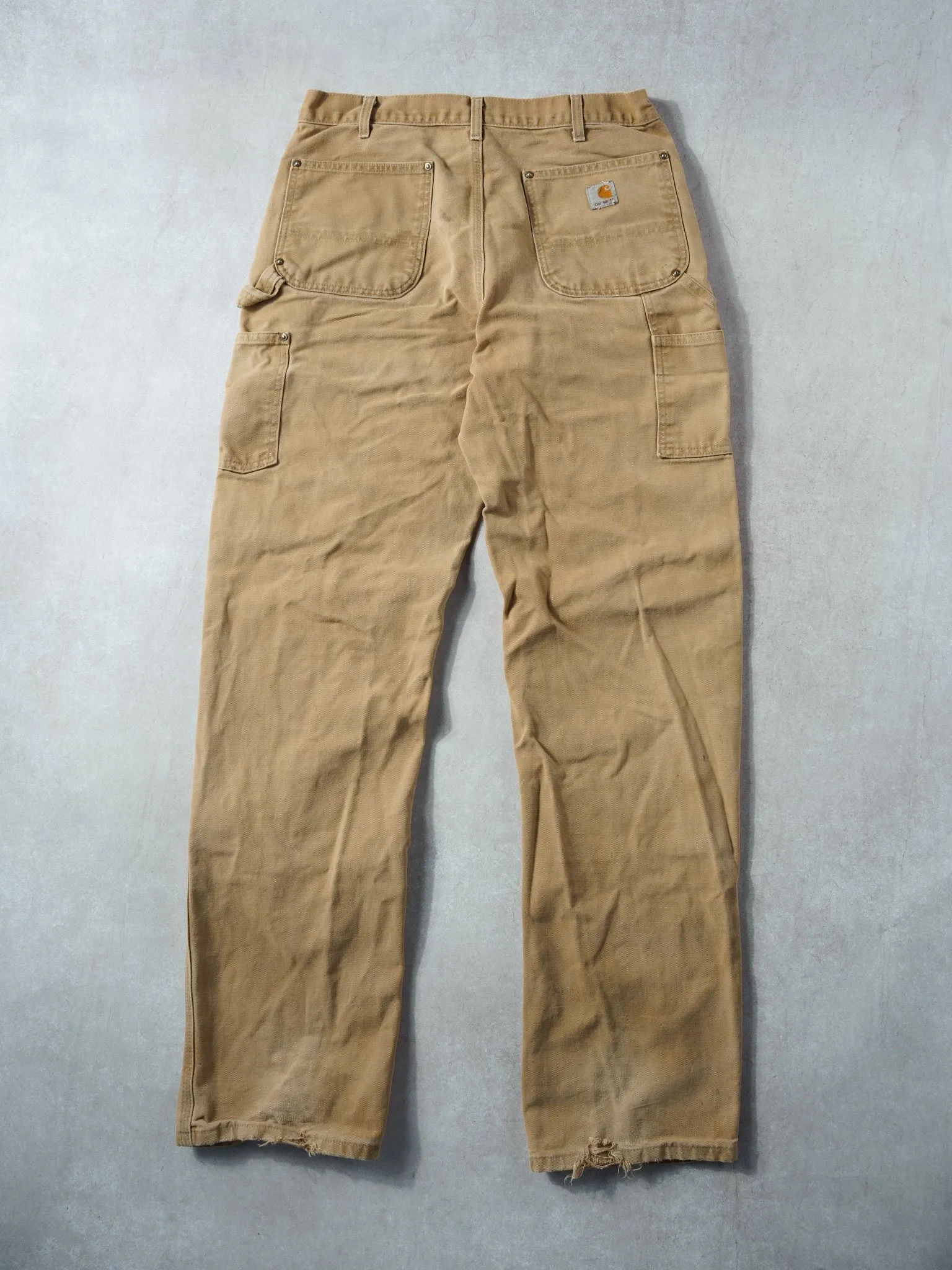 Vintage 90s Faded Khaki Dungeree Fit Carhartt Double Knee Carpenter Pants (34x35) sold by Rebalance Vintage product image thumbnail 2