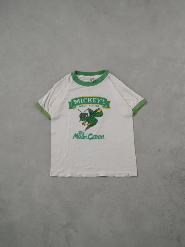 Vintage 90s White Mickey's Mean Green Malt Liquor Graphic Tee () sold by Rebalance Vintage