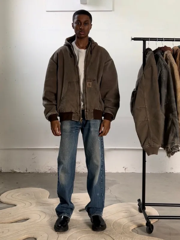 Vintage 90 Faded Brown Carhartt Hooded Workwear Jacket (XXL) sold by Rebalance Vintage