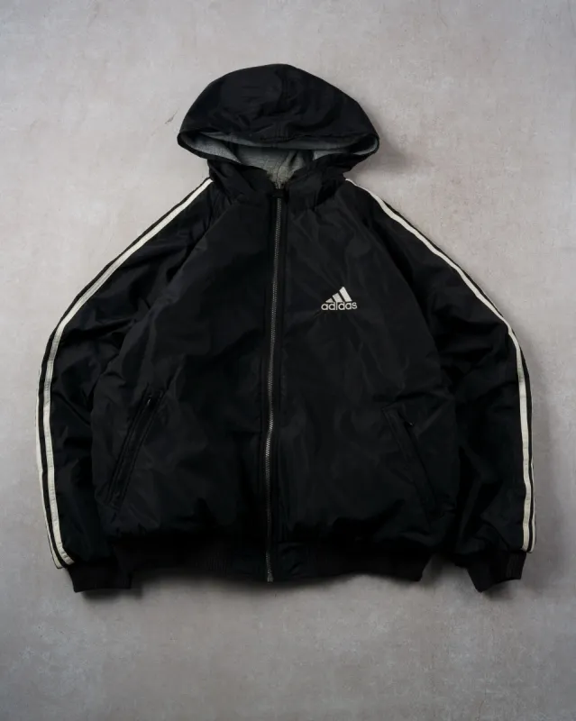 Vintage 90s Black and Grey Adidas Windbreaker (L) sold by Rebalance Vintage