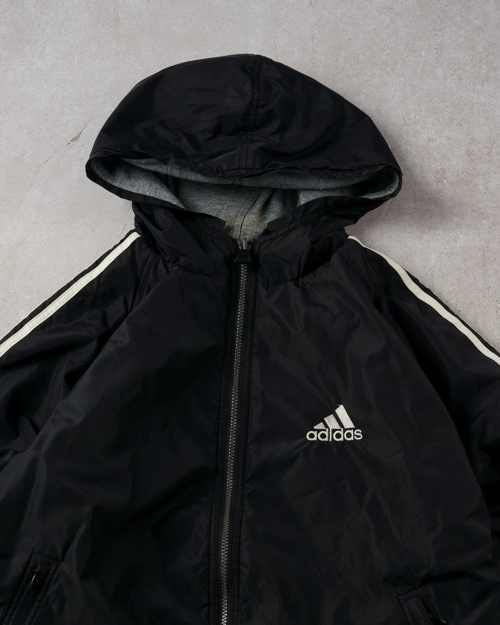 Vintage 90s Black and Grey Adidas Windbreaker (L) sold by Rebalance Vintage product image thumbnail 2