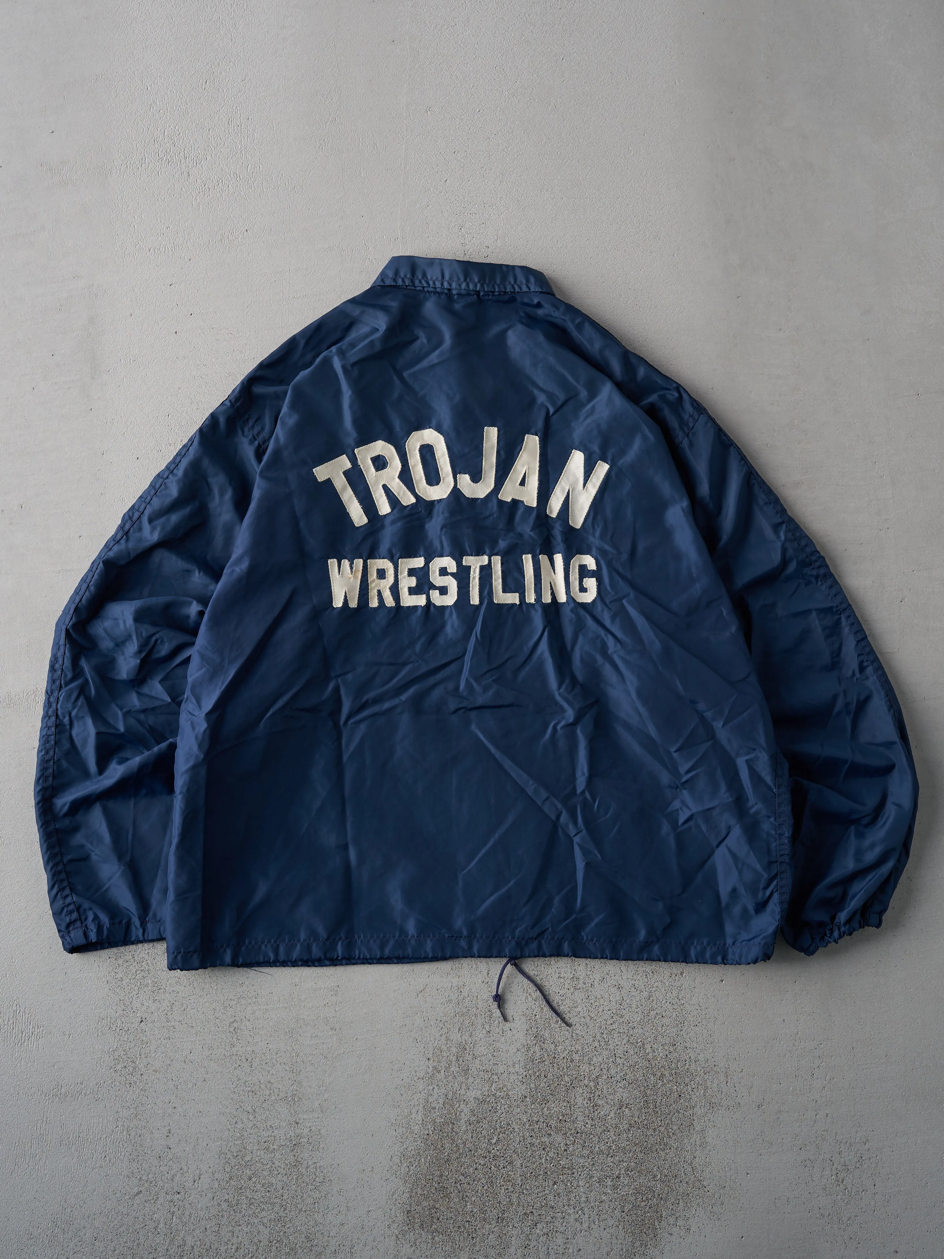 Vintage 70s Navy Chain Stitched Wrestling Coaches Jacket (L) sold by Rebalance Vintage product image thumbnail 2