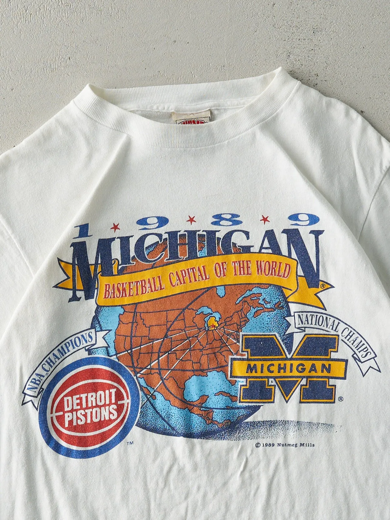 Vintage 89' White Michigan Basketball Single Stitch Tee (S) sold by Rebalance Vintage product image thumbnail 2