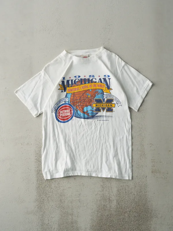 Vintage 89' White Michigan Basketball Single Stitch Tee (S) sold by Rebalance Vintage