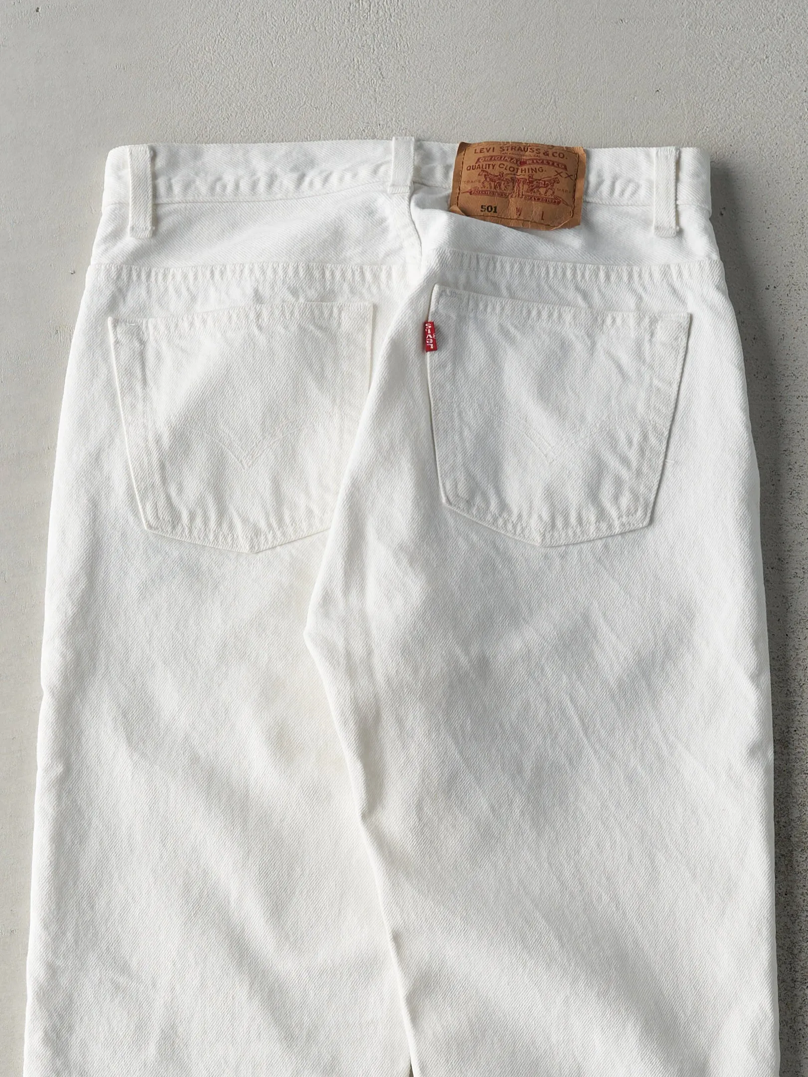 Vintage 90s White Levi's 501 Denim Pants (29x31) sold by Rebalance Vintage product image thumbnail 4