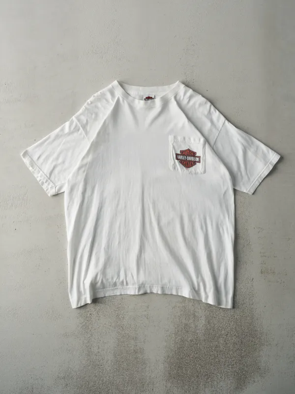 Vintage 03' White Honolulu Hawaii Harley Davidson Pocket Tee (M/L) sold by Rebalance Vintage
