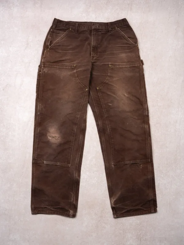 Vintage Rugged Brown Carhartt Double Knees Cargo Pants (34 x 32) sold by Rebalance Vintage