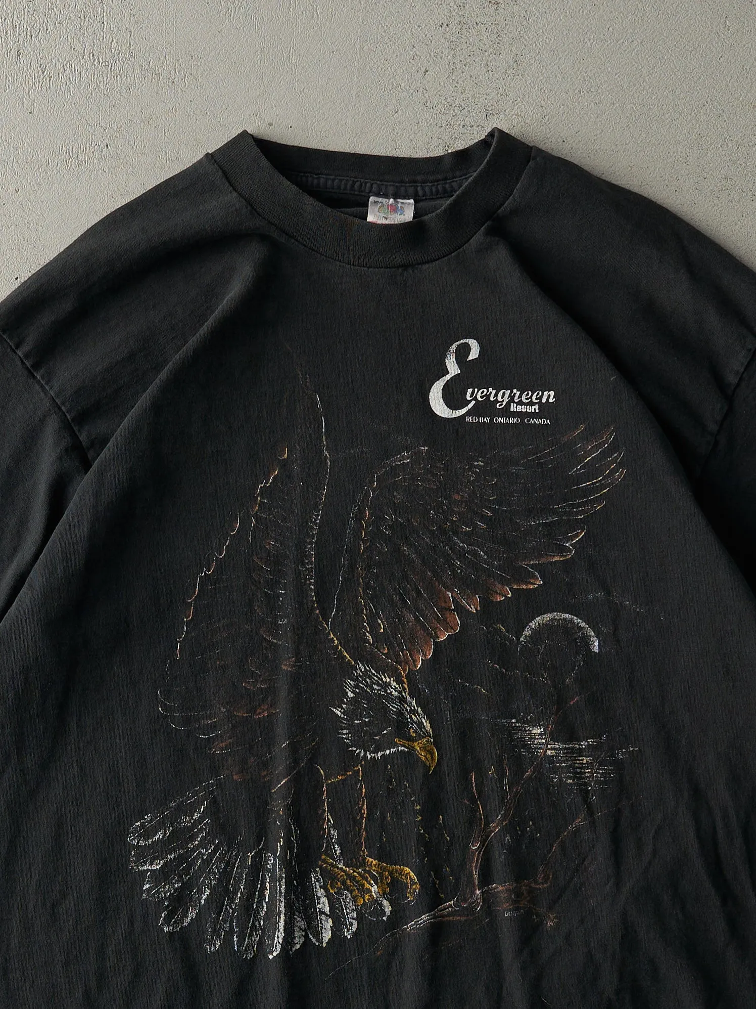 Vintage 90s Black Evergreen Resort Single Stitch Long Tee (XL) sold by Rebalance Vintage product image thumbnail 3