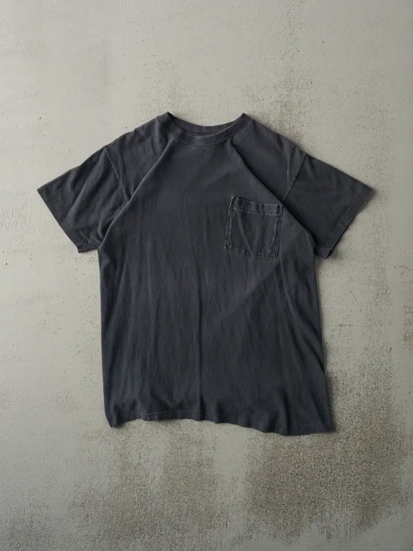 Vintage 90s Faded Black Blank Single Stitch Pocket Tee (S) sold by Rebalance Vintage
