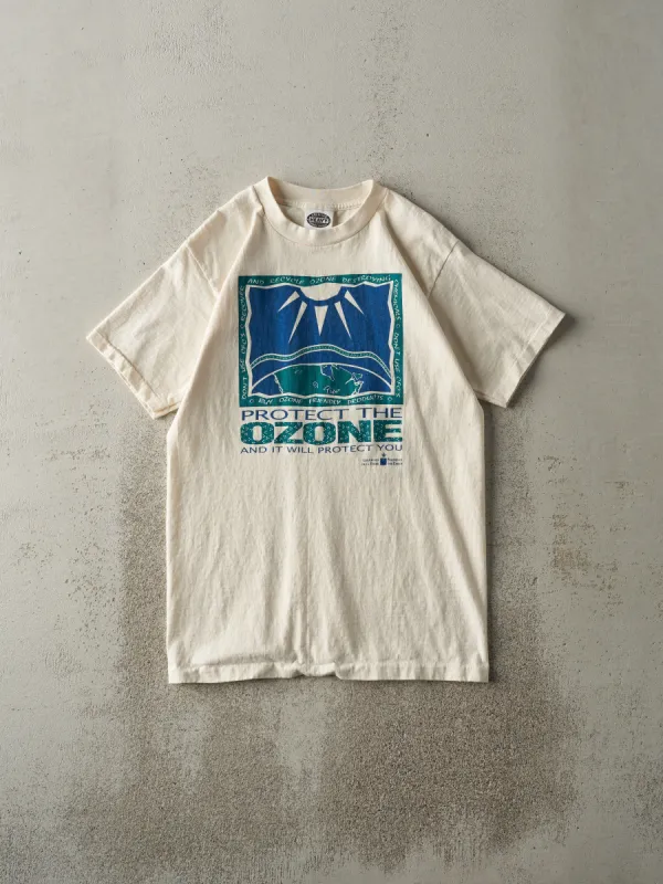 Vintage 90s Beige Protect the Ozone Single Stitch Tee (S) sold by Rebalance Vintage