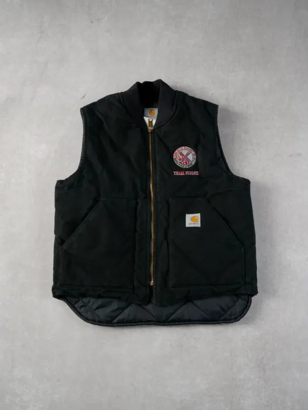 Vintage 90s Black Carhartt Concrete Floors Co Vest (M) sold by Rebalance Vintage