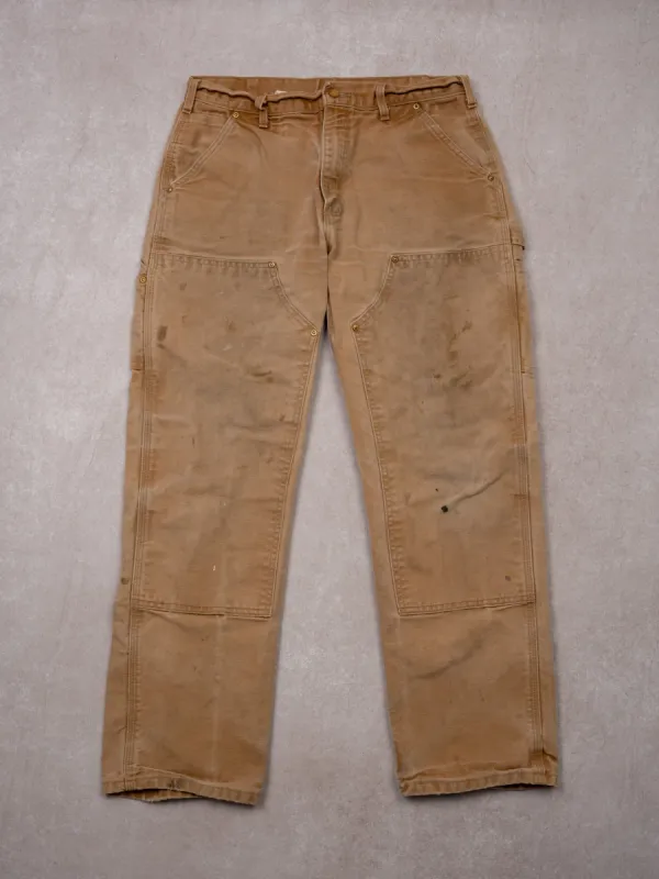 Vintage 90s Beige Carhartt Dungaree Double Knee Cargo Pants (32 x 30) sold by Rebalance Vintage