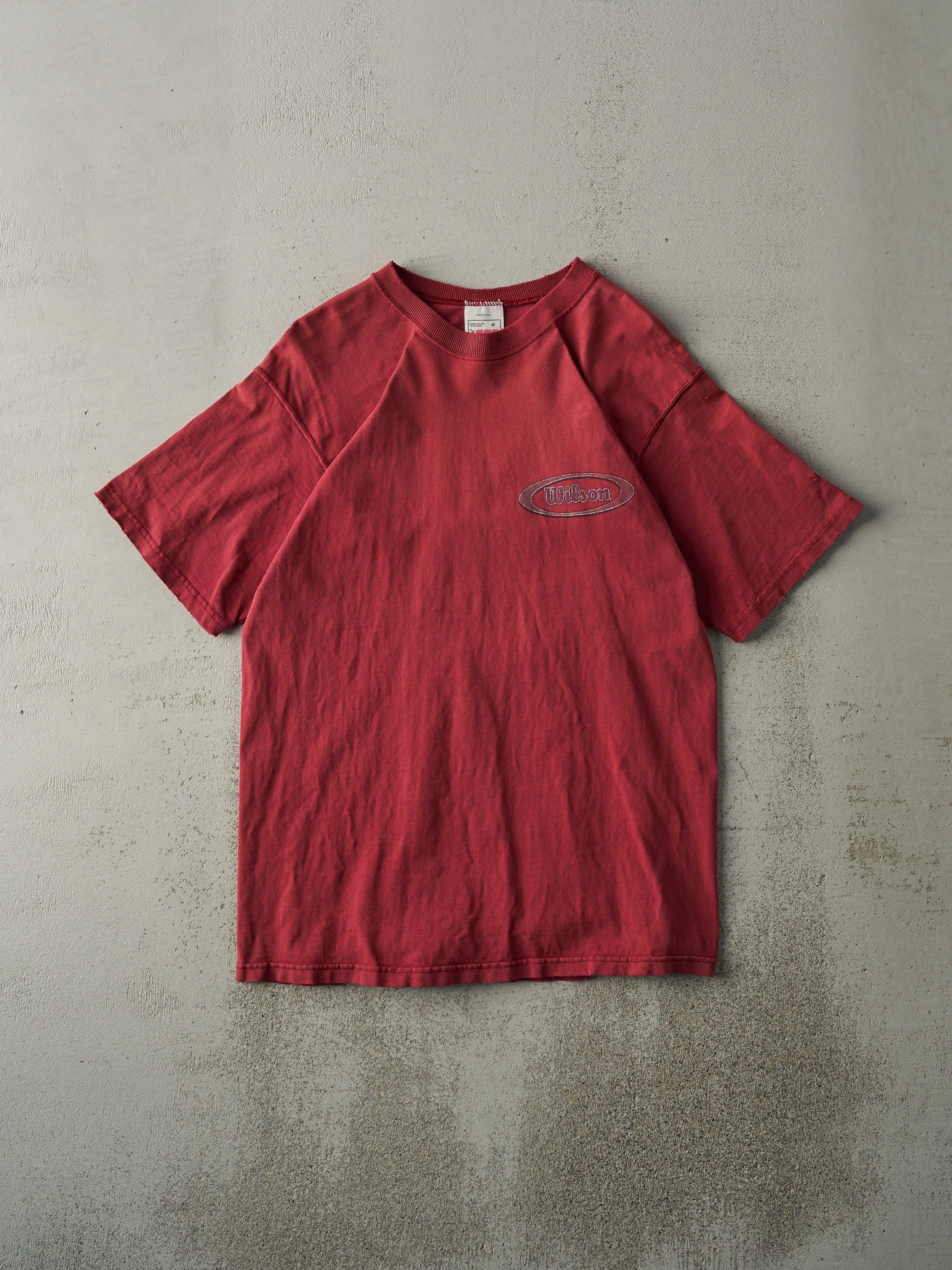 Vintage 90s Burgundy Wilson Tee (S) sold by Rebalance Vintage