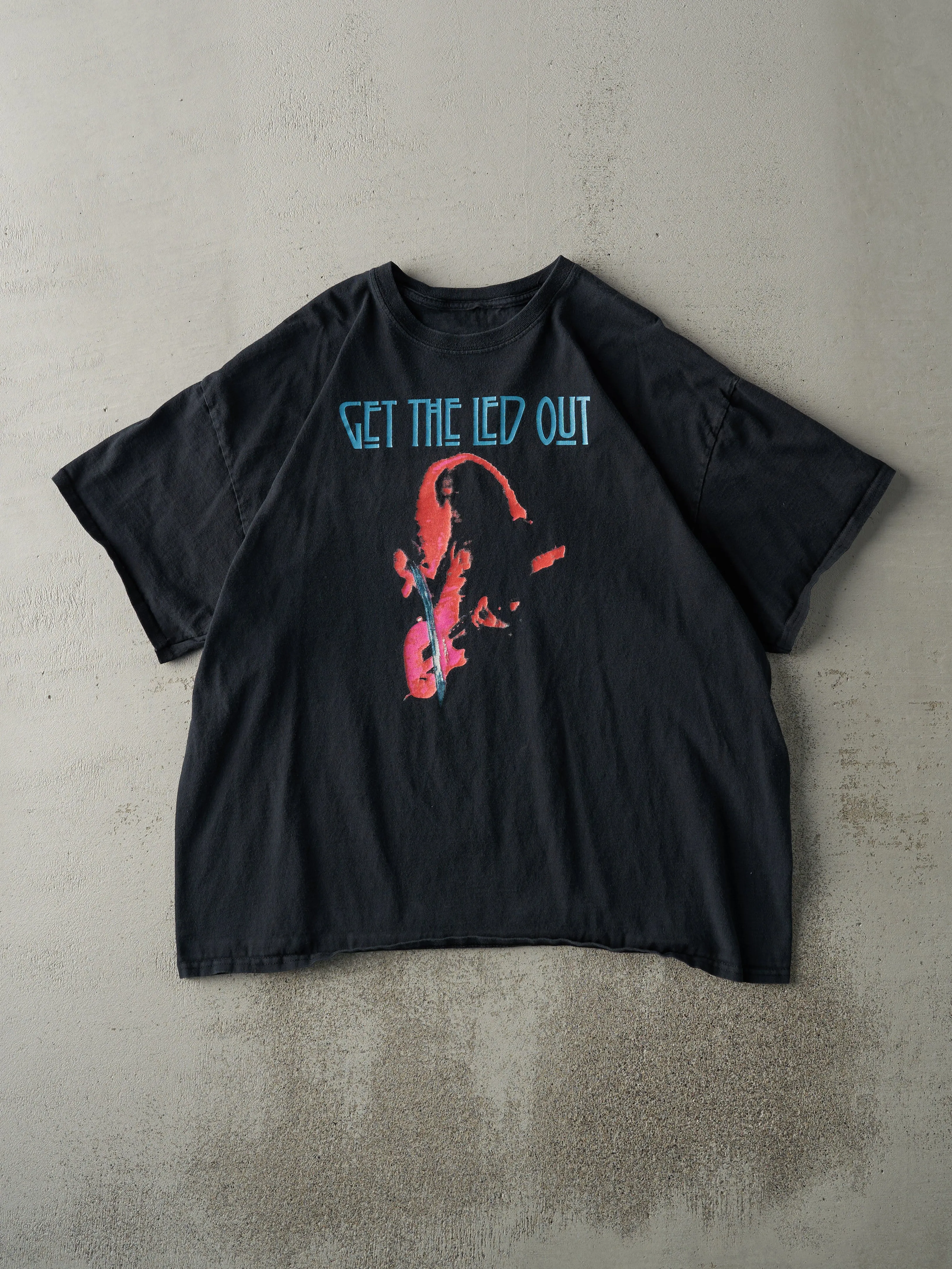 Vintage Y2K Black Jimmy Page "Get The Led Out" Tee (L) sold by Rebalance Vintage