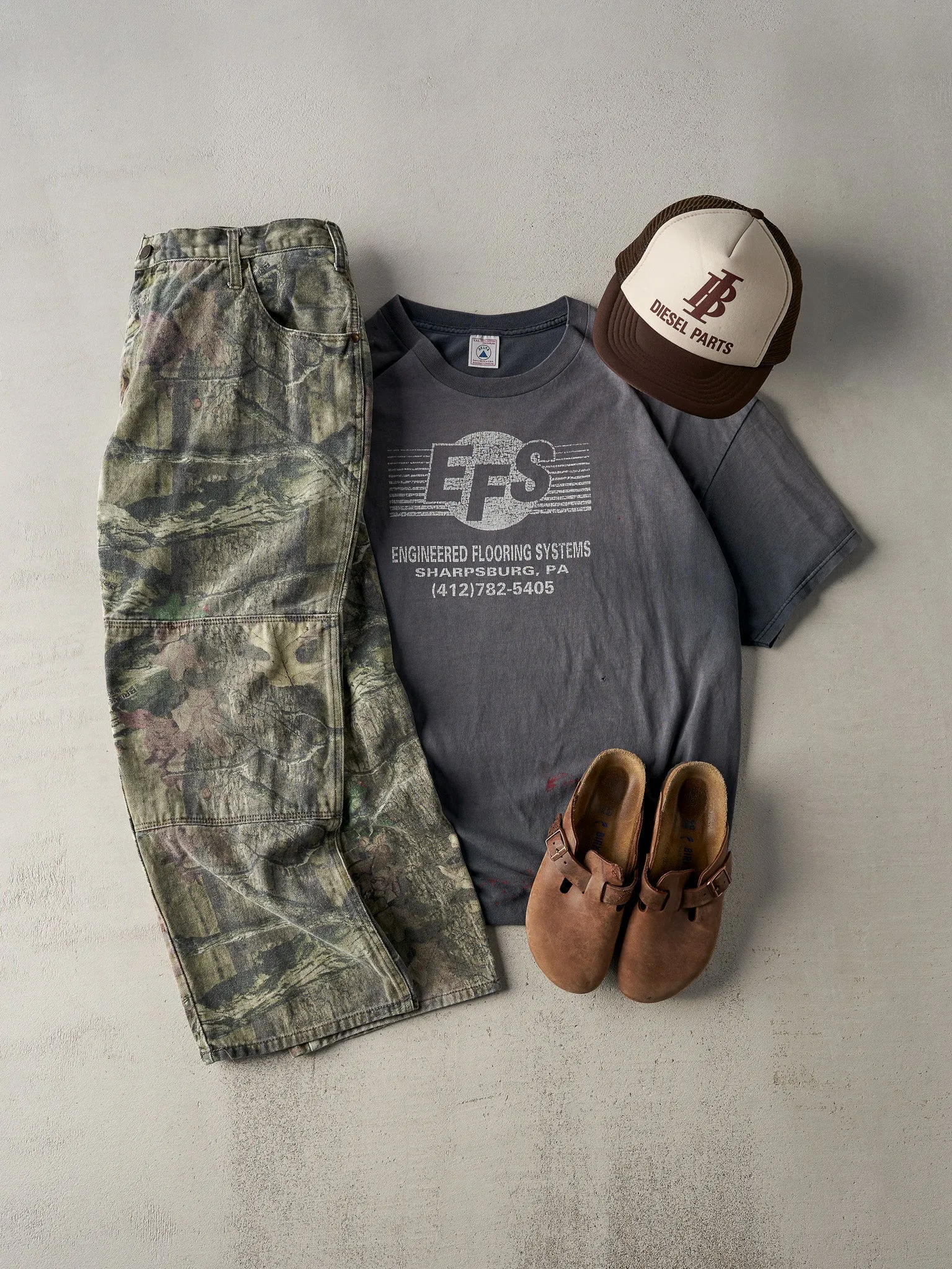 Vintage 90s Faded Black Engineered Flooring Systems Logo Tee (L/XL) sold by Rebalance Vintage product image thumbnail 2