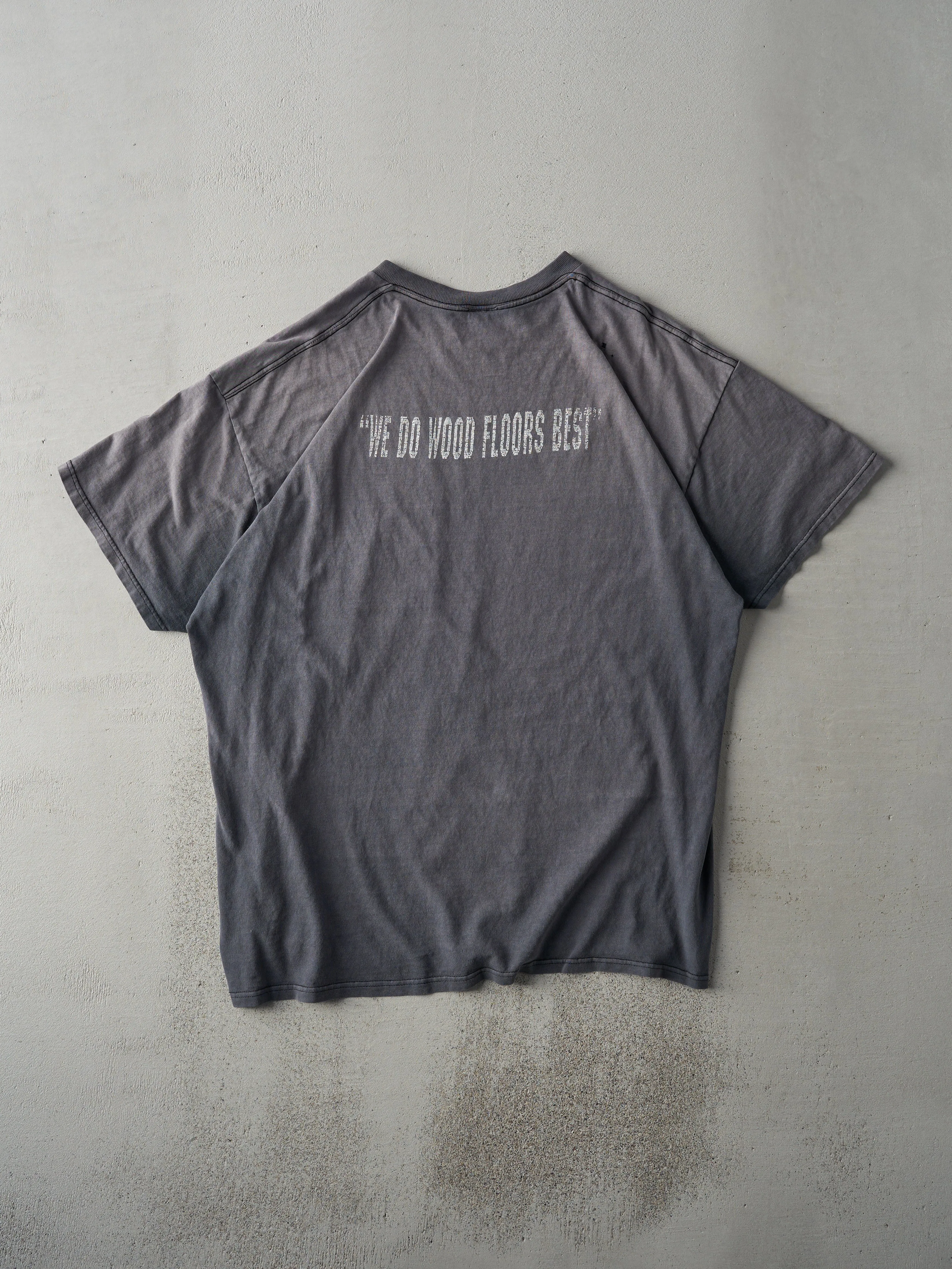 Vintage 90s Faded Black Engineered Flooring Systems Logo Tee (L/XL) sold by Rebalance Vintage product image thumbnail 3