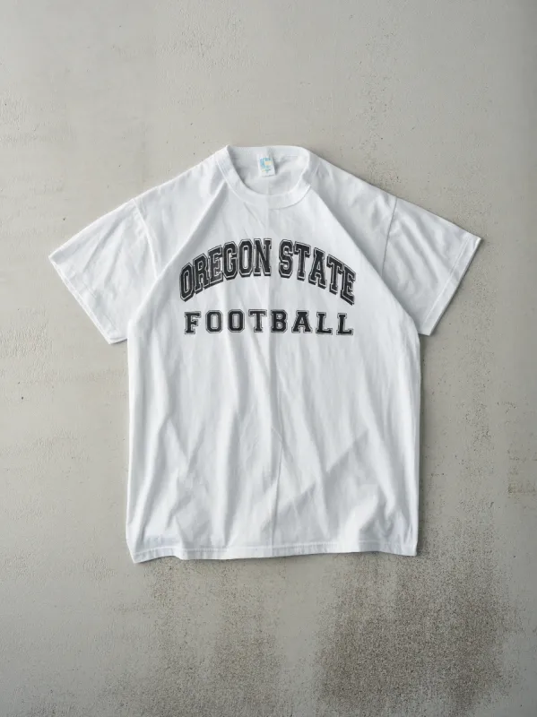 Vintage 90s White Oregon State Football Russell Athletic Tee (S/M) sold by Rebalance Vintage