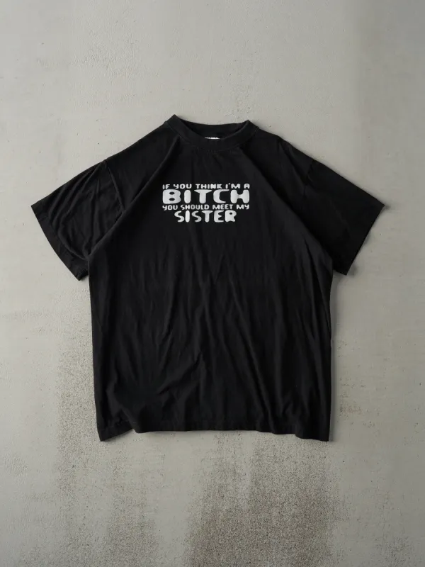 Vintage 90s Black "Meet My Sister" Tee (M) sold by Rebalance Vintage