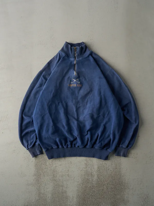 Vintage 90s Blue Inside Out Embroidered Golf Quarter Zip Sweater (XL) sold by Rebalance Vintage