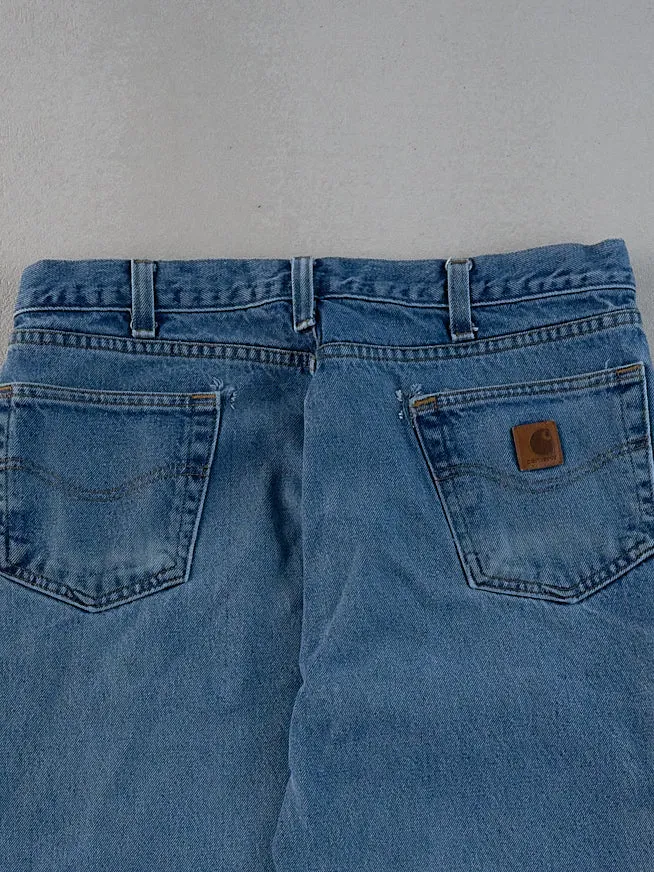 Vintage 90s Mid wash Blue Carhartt Denim Jeans (34x31) sold by Rebalance Vintage product image thumbnail 4