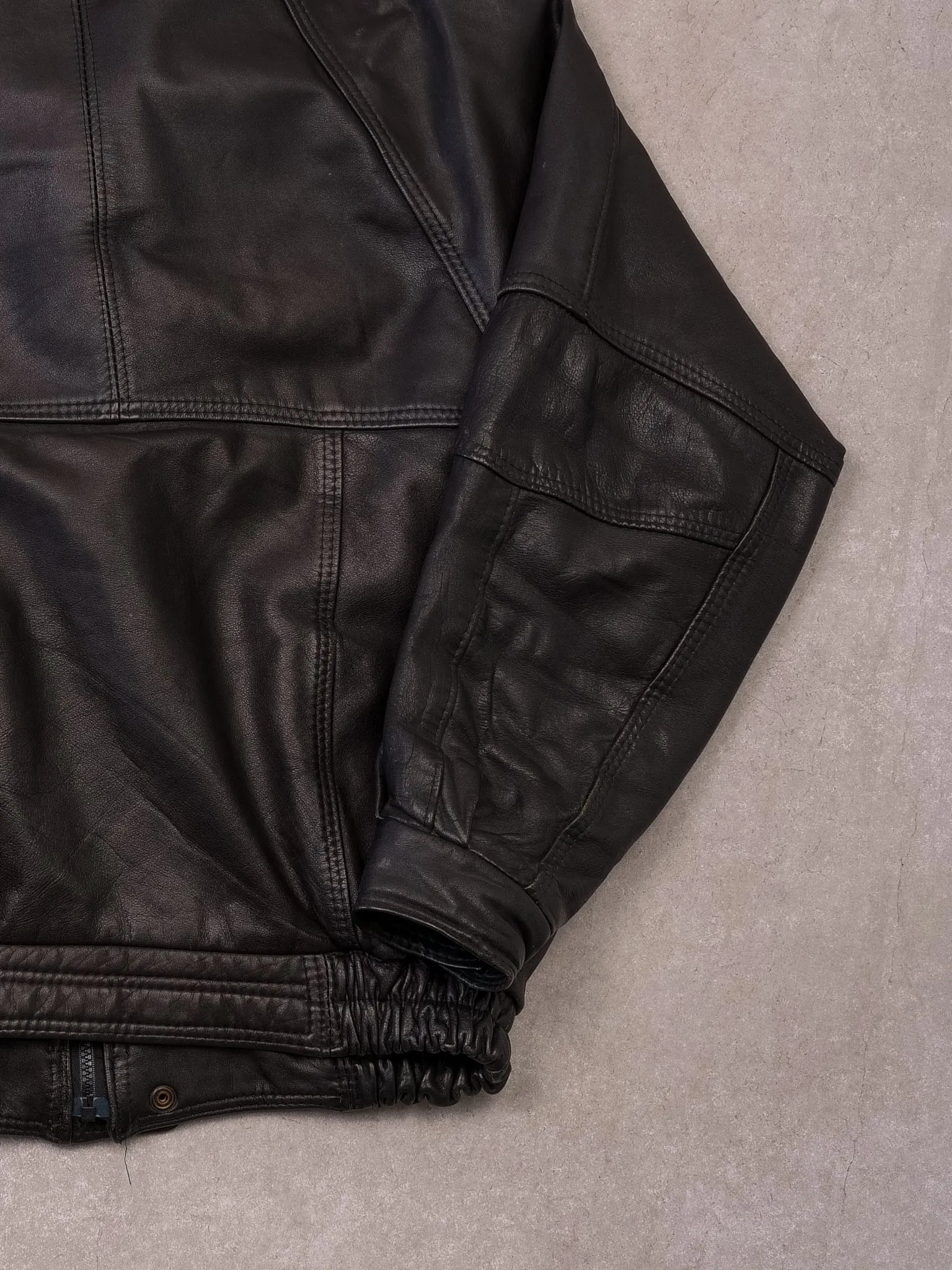Vintage 90s Black Elazar Leather Bomber Jacket (M/L) sold by Rebalance Vintage product image thumbnail 5