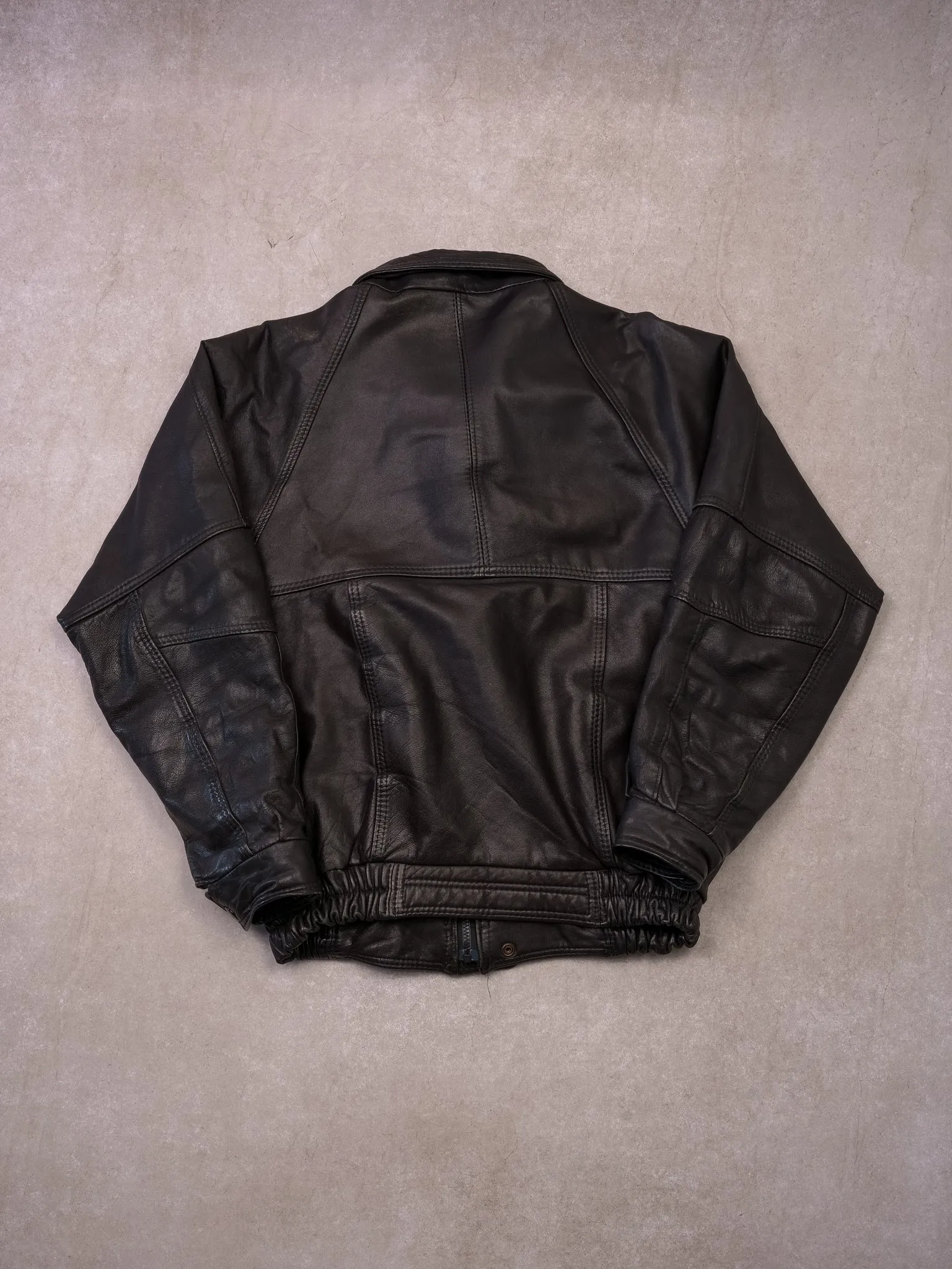 Vintage 90s Black Elazar Leather Bomber Jacket (M/L) sold by Rebalance Vintage product image thumbnail 4