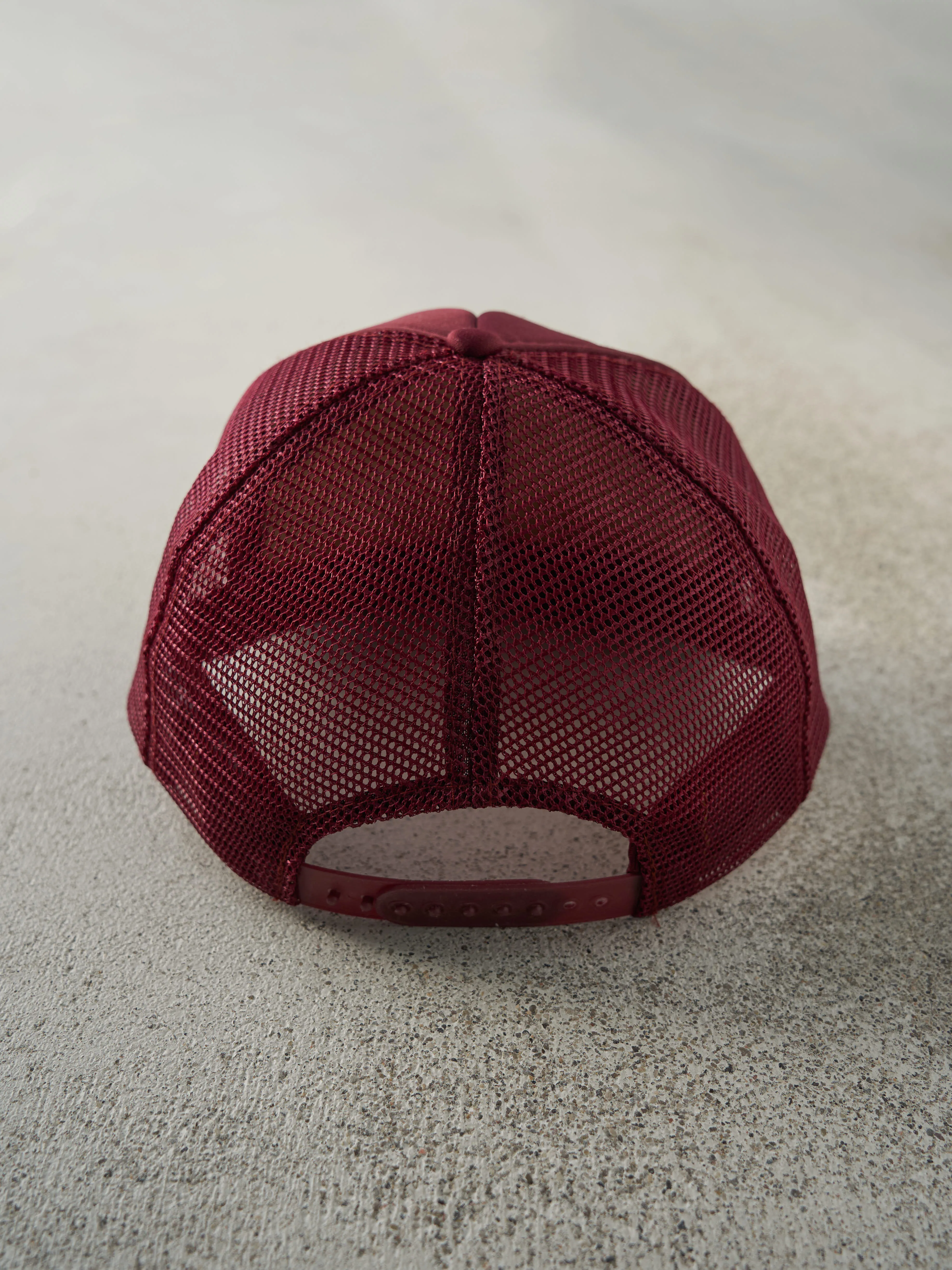 Vintage 80s Burgundy Camping Foam Trucker Hat sold by Rebalance Vintage product image thumbnail 3