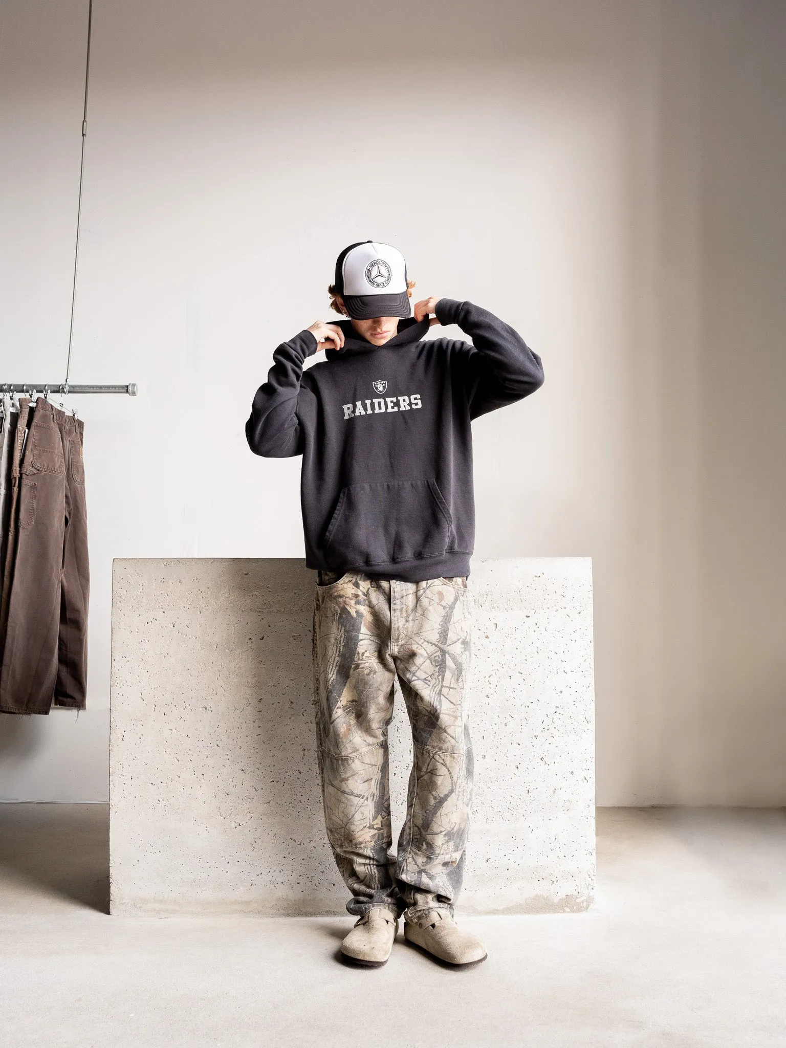 Vintage 90s Black Oakland Raiders Hoodie (L) sold by Rebalance Vintage product image thumbnail 2