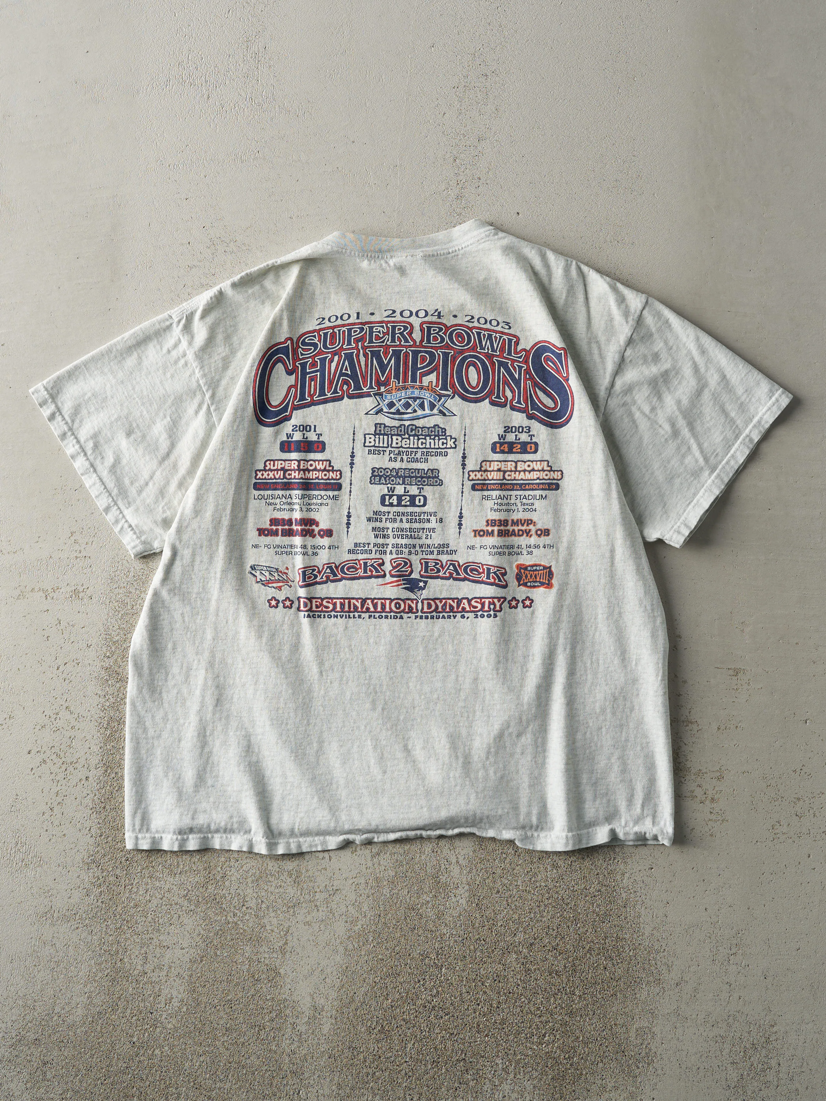 Vintage 05' Heather Grey New England Patriots Champions Tee (L) sold by Rebalance Vintage product image thumbnail 2