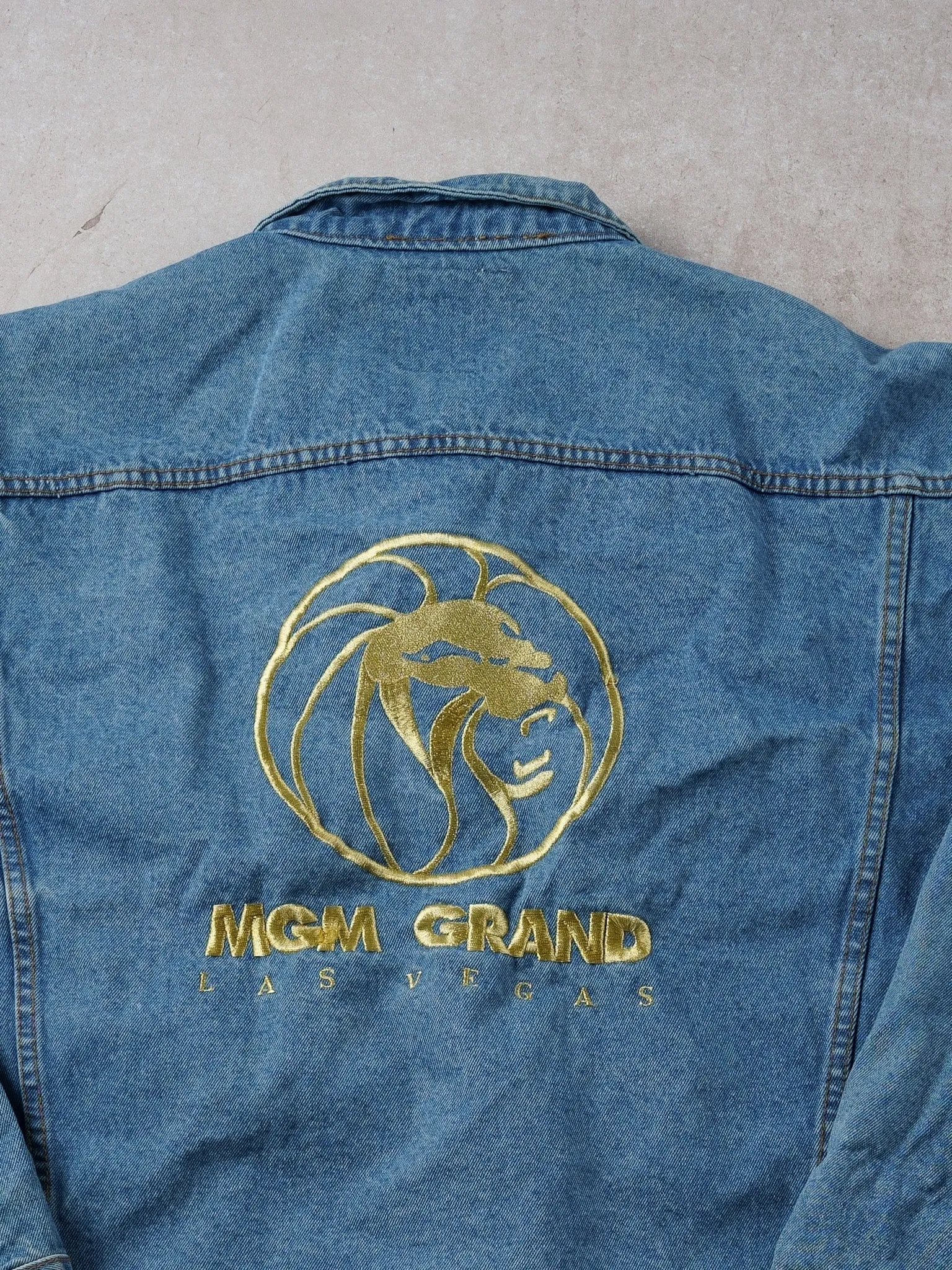Vintage Y2k Blue MGM Vegas Denim Jacket (L) sold by Rebalance Vintage product image thumbnail 4