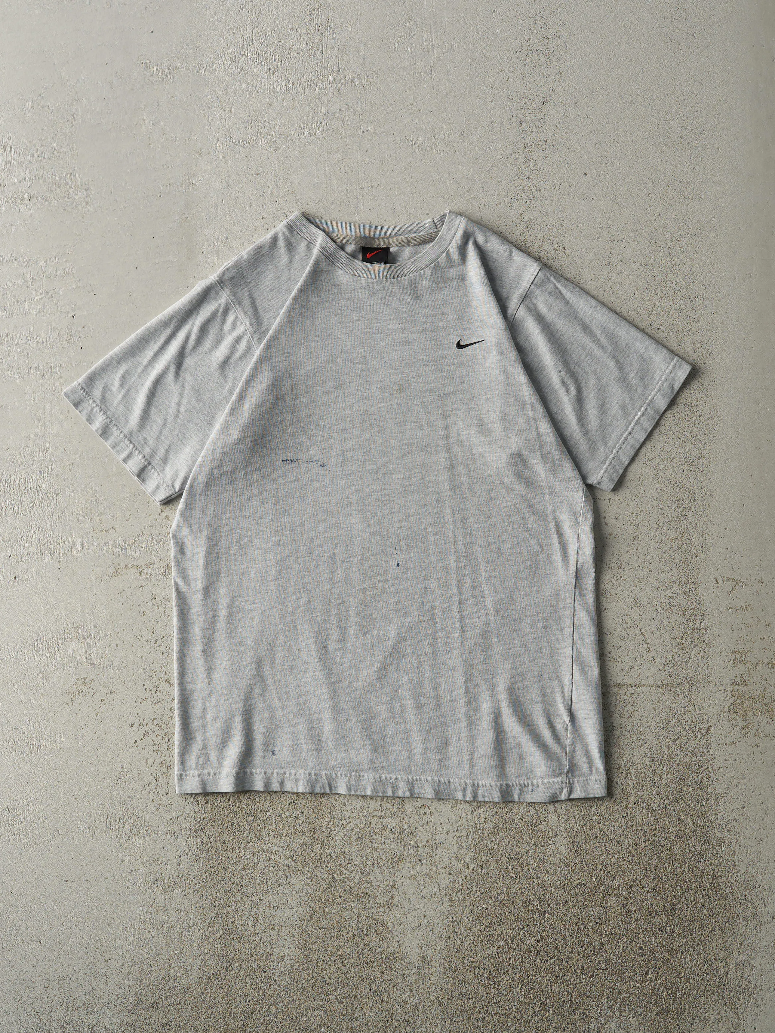 Vintage Y2K Grey Embroidered Nike Swoosh Tee (S/M) sold by Rebalance Vintage