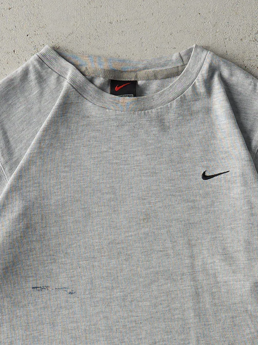 Vintage Y2K Grey Embroidered Nike Swoosh Tee (S/M) sold by Rebalance Vintage product image thumbnail 2