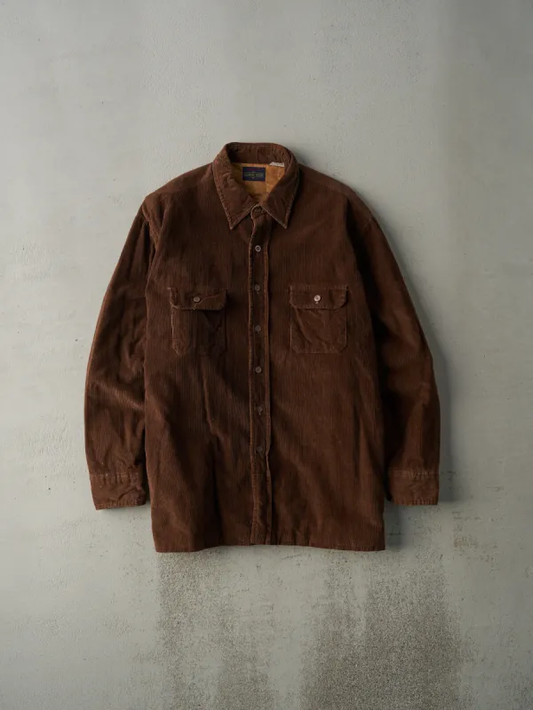 Vintage 90s Brown Corduroy Lined Button Up Jacket (L) sold by Rebalance Vintage