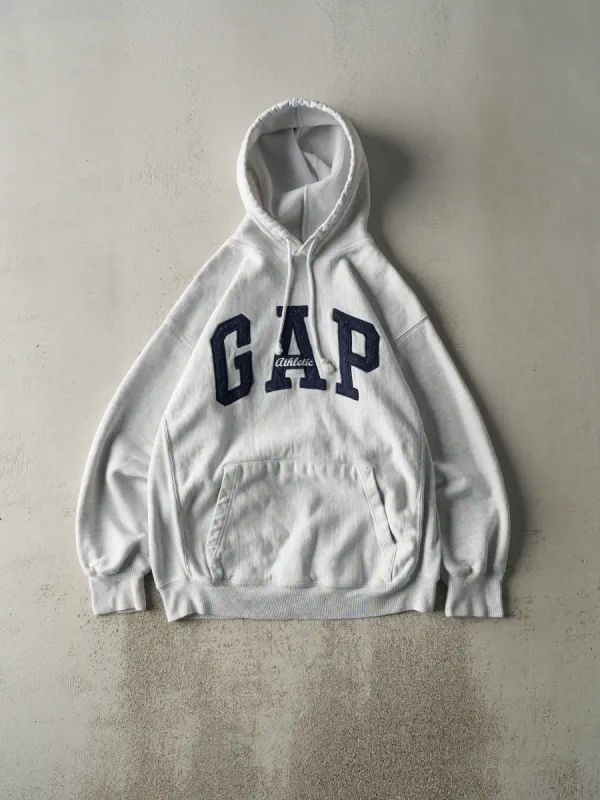 Vintage Y2K Heather Grey & Navy Oversized Gap Hoodie (M) sold by Rebalance Vintage