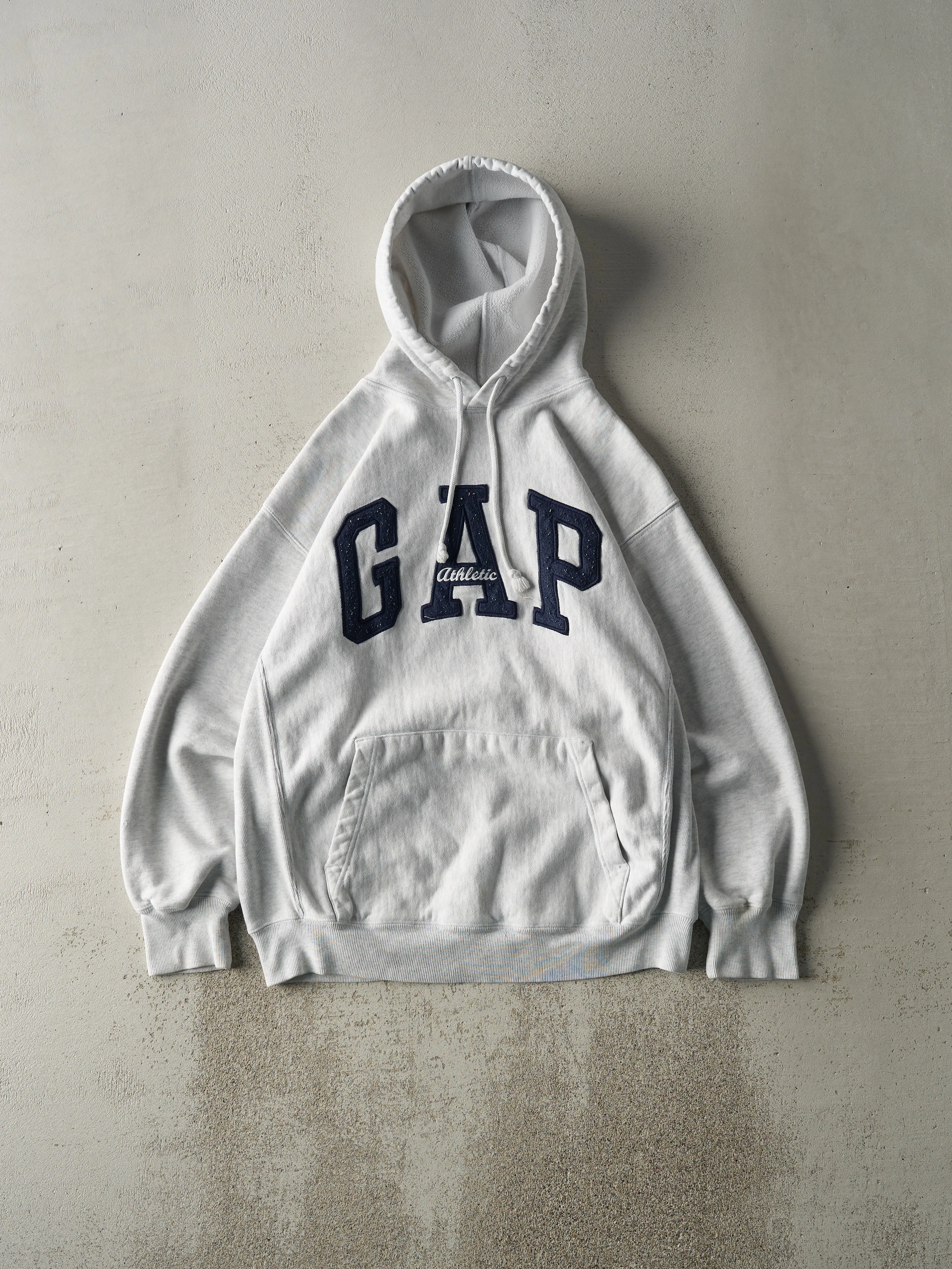 Vintage Y2K Heather Grey & Navy Oversized Gap Hoodie (M) sold by Rebalance Vintage