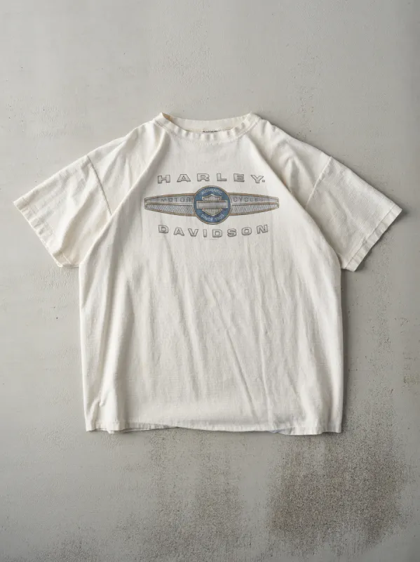 Vintage 97' Beige Reading Pennsylvania Harley Davidson Textured Tee (L) sold by Rebalance Vintage