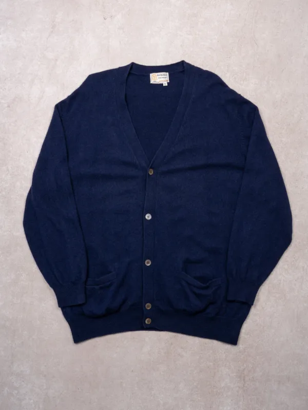 Vintage Navy Blue Glenagle Cashmere Cardigan (XL/XXL) sold by Rebalance Vintage