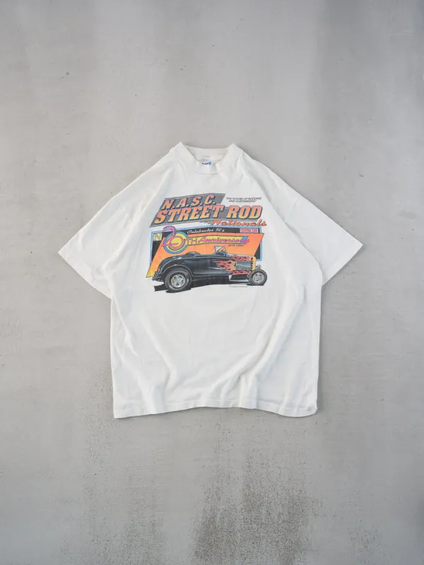 Vintage 94' White Single Stitched N.A.S.C Street Rod Nationals Car Tee (L) sold by Rebalance Vintage