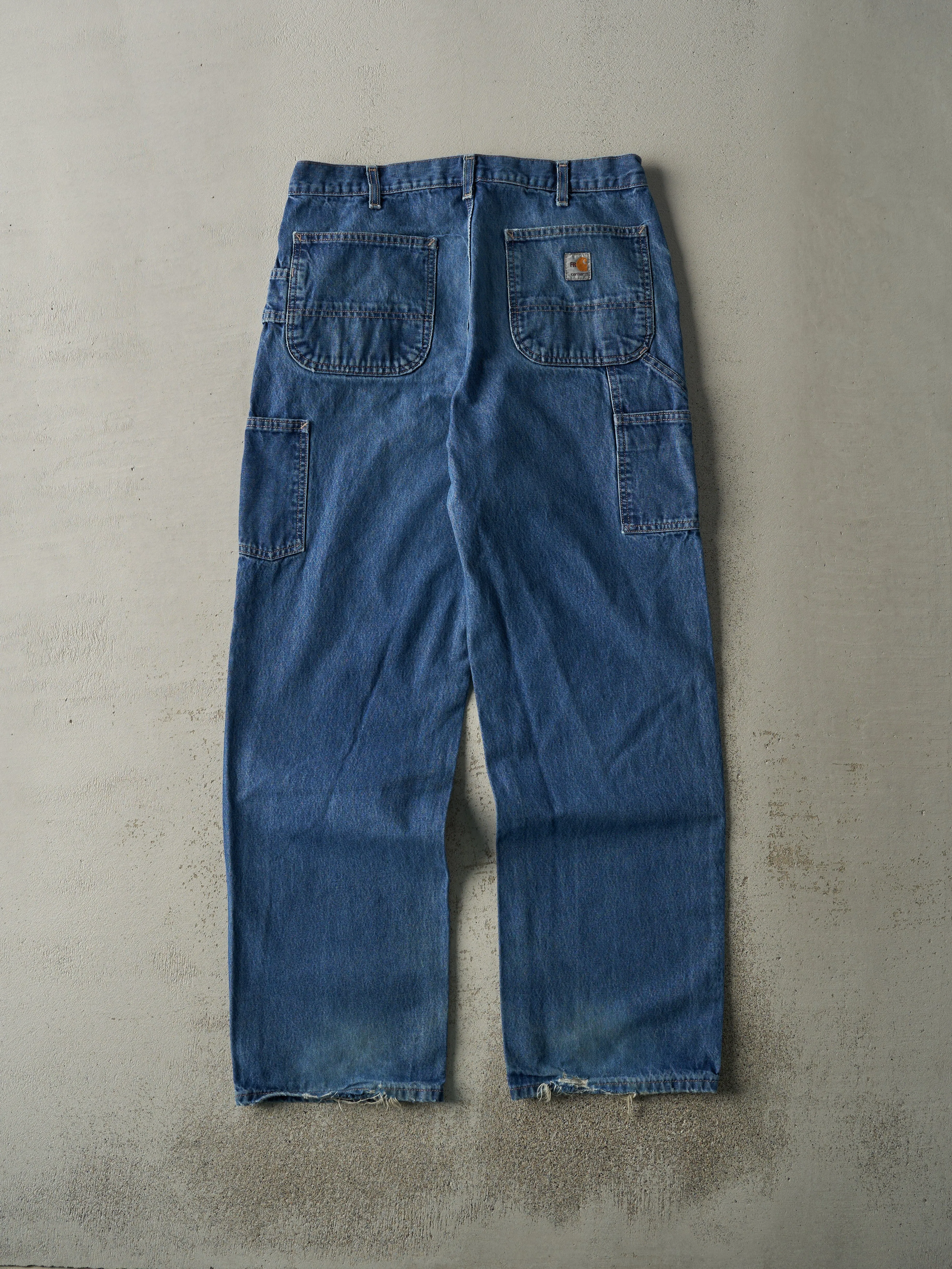 Vintage Y2K Mid Wash Fire Resistant Carhartt Work Jeans (34x33.5) sold by Rebalance Vintage product image thumbnail 3