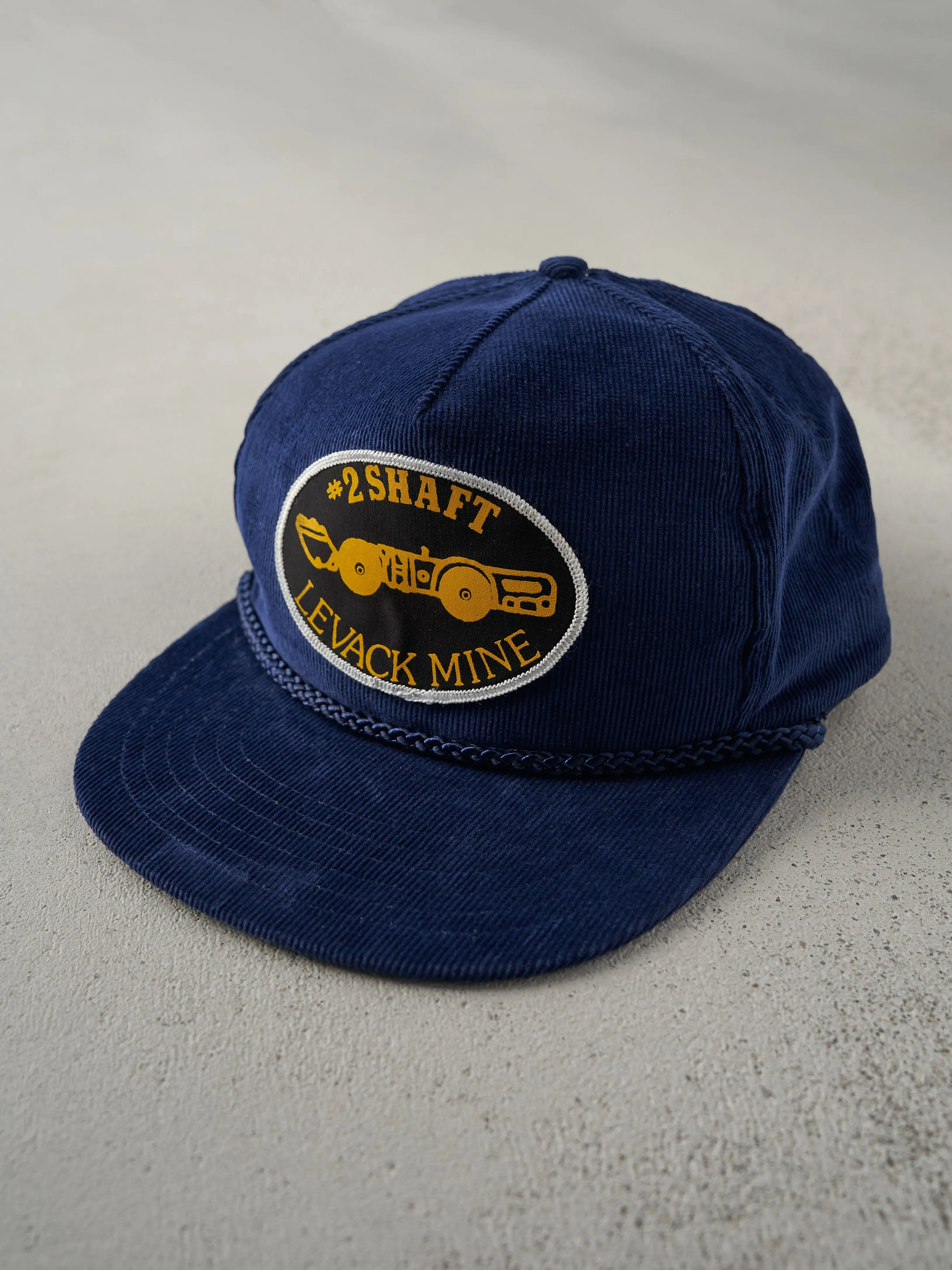Vintage 80s Navy 2 Shaft Corduroy Snapback Hat sold by Rebalance Vintage product image thumbnail 2