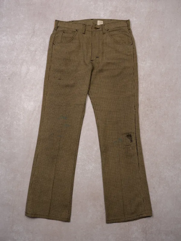 Vintage 70s Lee MR Yellow + Black Patterned Flared Pants (32 x 32) sold by Rebalance Vintage
