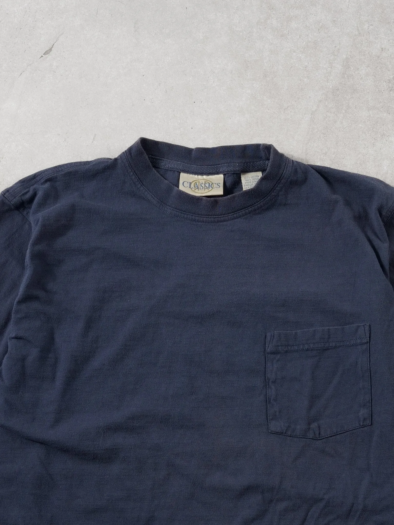 Vintage Y2k Washed Navy Blue Classsics Blank Tee (M) sold by Rebalance Vintage product image thumbnail 2