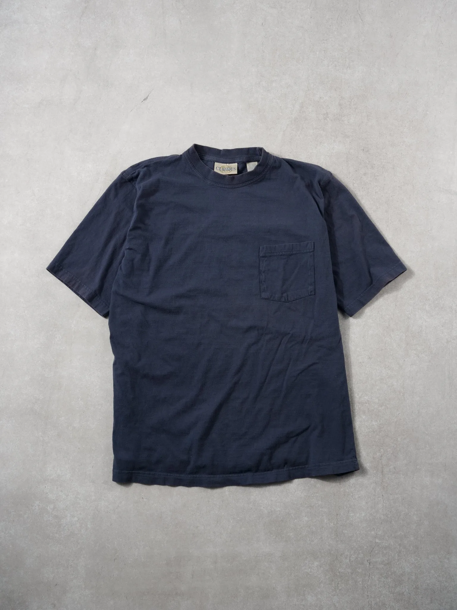 Vintage Y2k Washed Navy Blue Classsics Blank Tee (M) sold by Rebalance Vintage