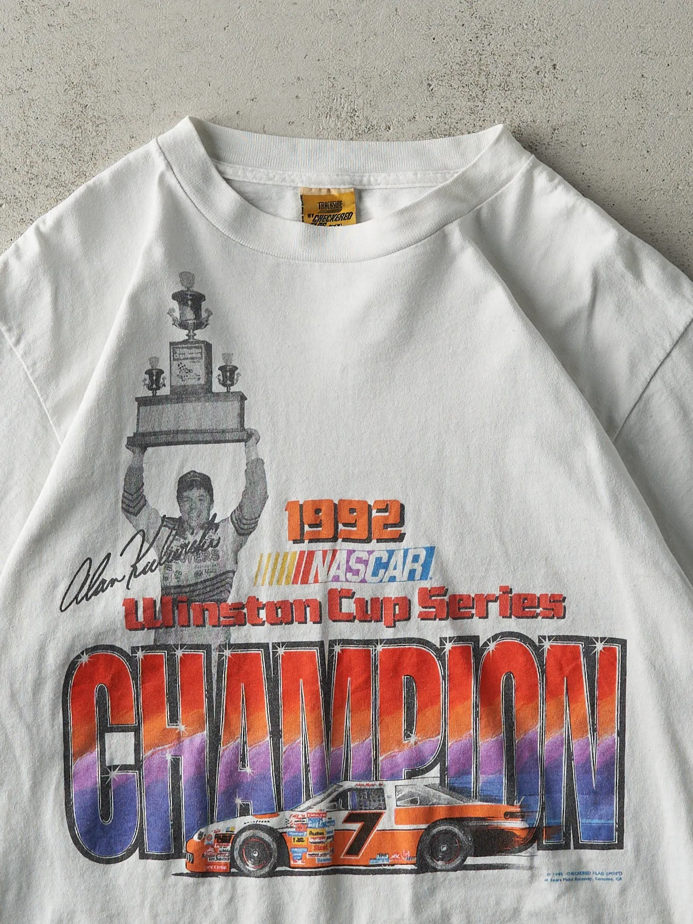 Vintage 92' White Winston Cup Series Champion Alan Kulwicki Single Stitch Racing Tee (S/M) sold by Rebalance Vintage product image thumbnail 2