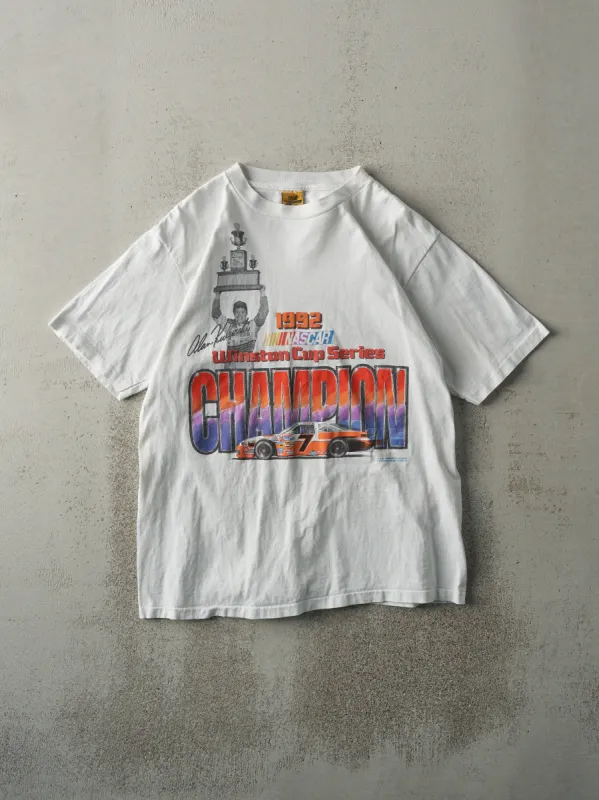 Vintage 92' White Winston Cup Series Champion Alan Kulwicki Single Stitch Racing Tee (S/M) sold by Rebalance Vintage