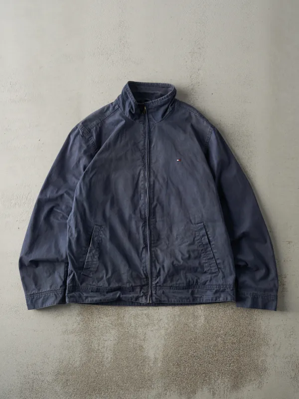 Vintage Y2K Navy Blue Plaid Lined Tommy Hilfiger Harrington Jacket (M) sold by Rebalance Vintage
